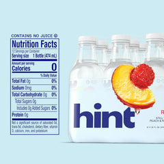 Hint Fruit-Infused Bottled Water, Peach Raspberry - Sugar Free Flavored Water with Zero Calories, Naturally Flavored, and No Artificial Sweeteners - 16 Fl Oz (Pack of 12)